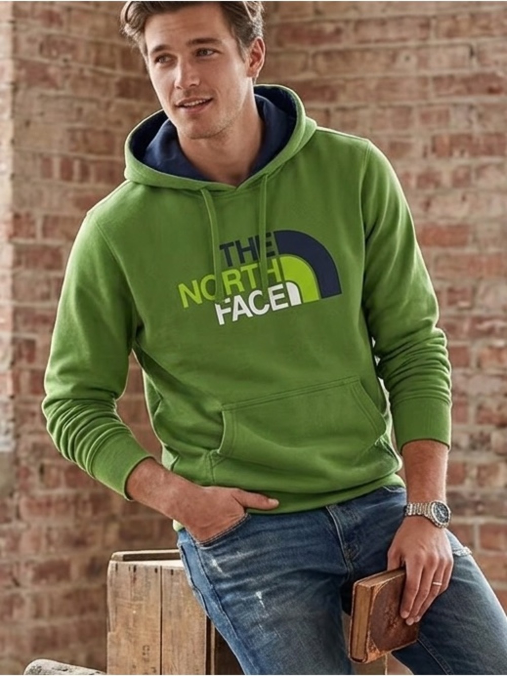 The North Face Green Half Dome men’s S Pullover Graphic Hoodie Sweatshirt 1696